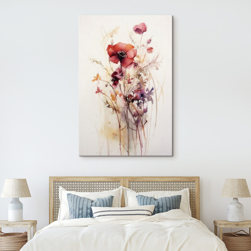 A painting of flowers on a white background