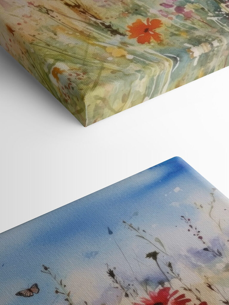 A watercolor painting of flowers and a butterfly A watercolor painting of flowers and a butterfly
