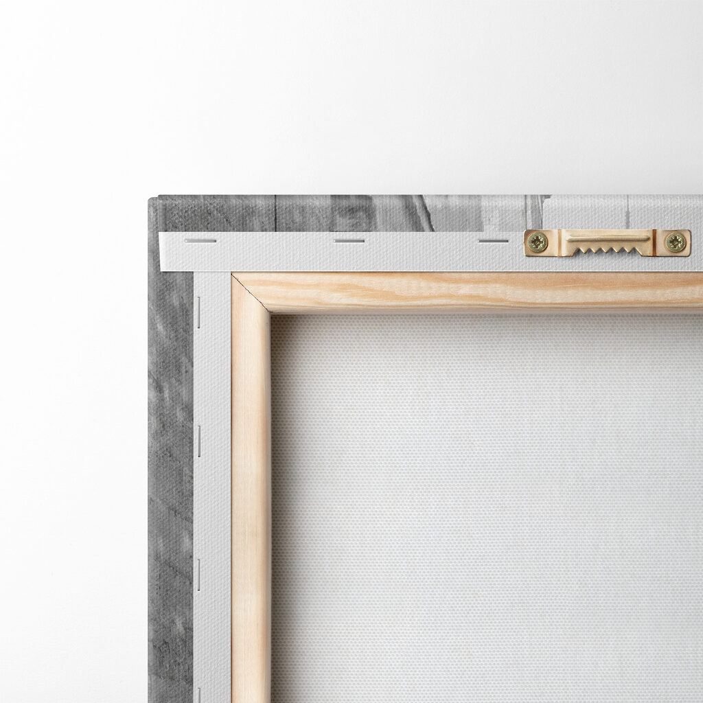 A red umbrella in a street with a tower in the background