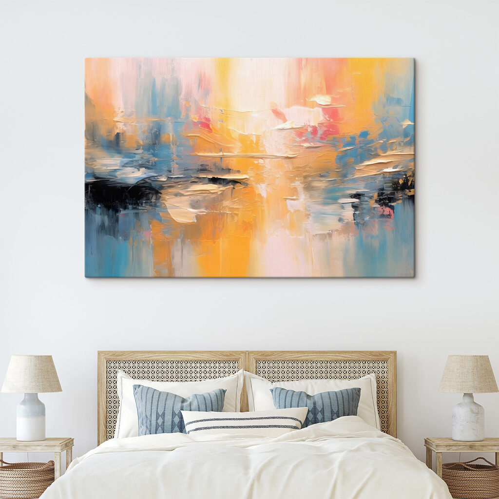 A painting of a colorful sky