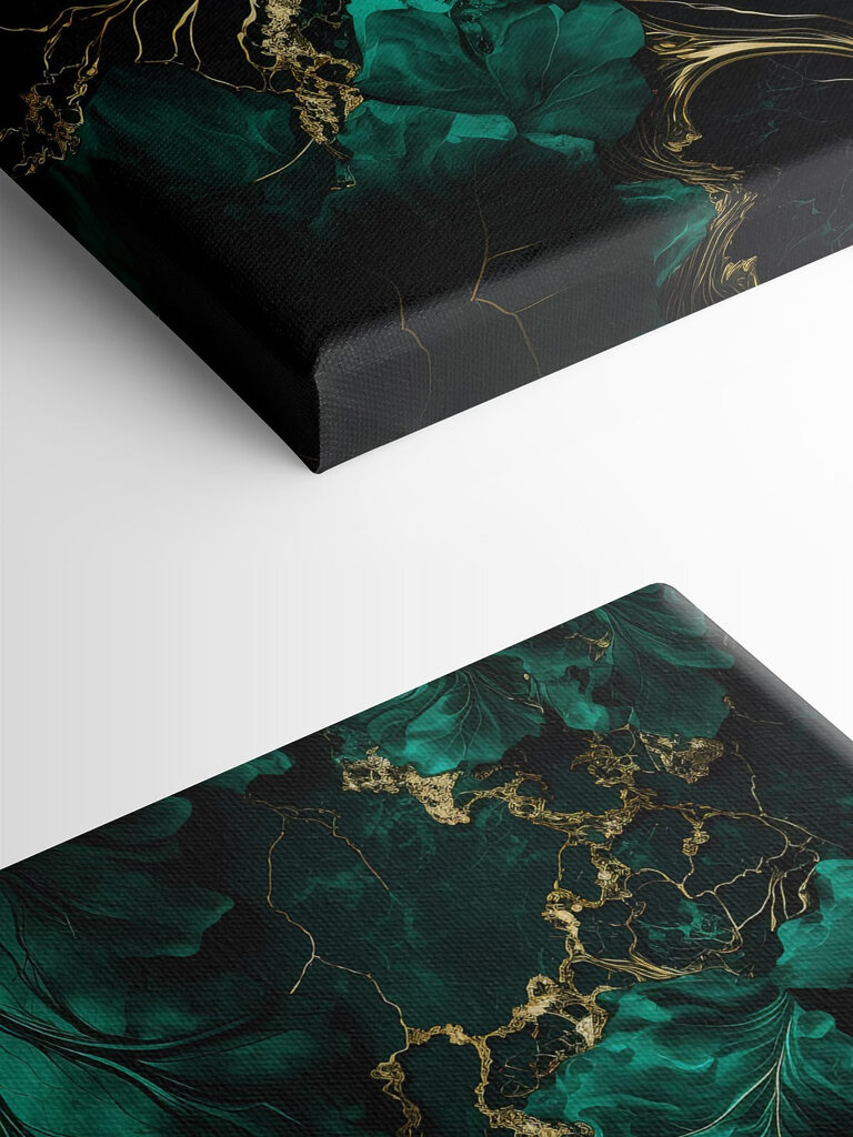 Elegant teal leaves with metallic veins