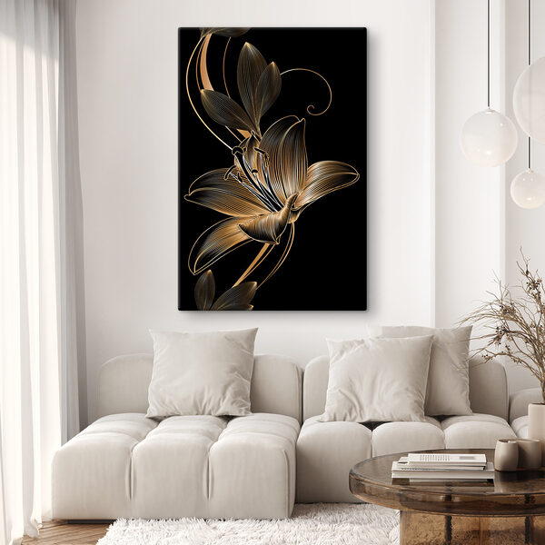 Elegancka grafika kwiatowa w kolorze czarnym i bursztynowym s34437pig102s 600x600 - Elegancka grafika kwiatowa w kolorze czarnym i bursztynowym