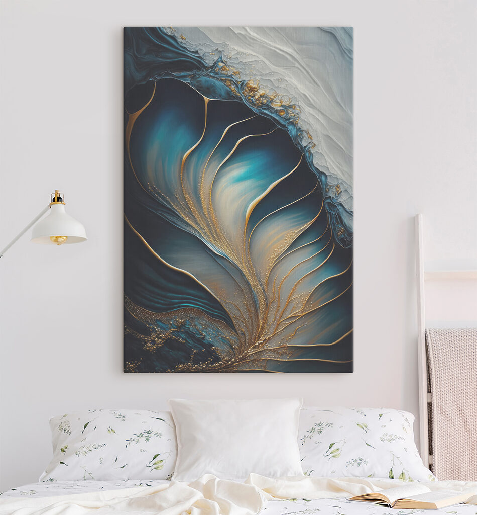 A close up of a painting