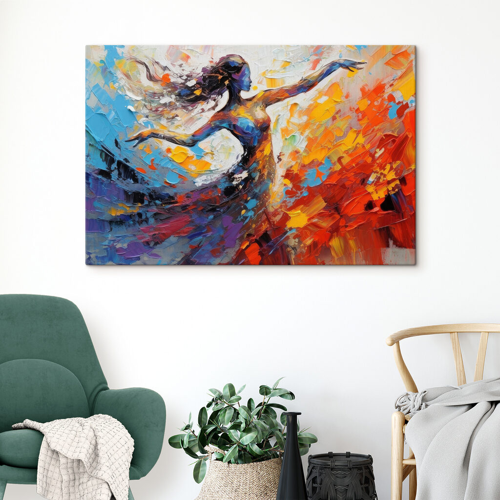 A painting of a woman dancing