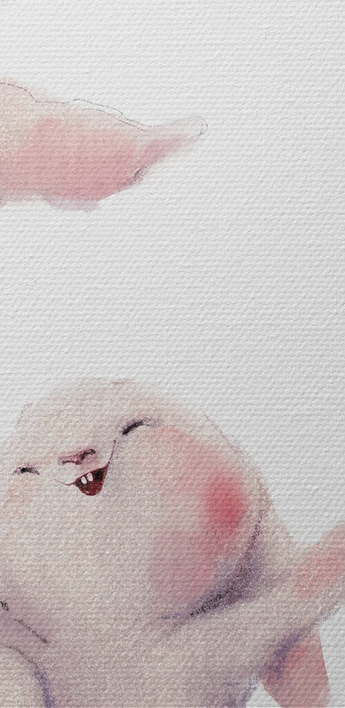 A group of bunnies holding hands