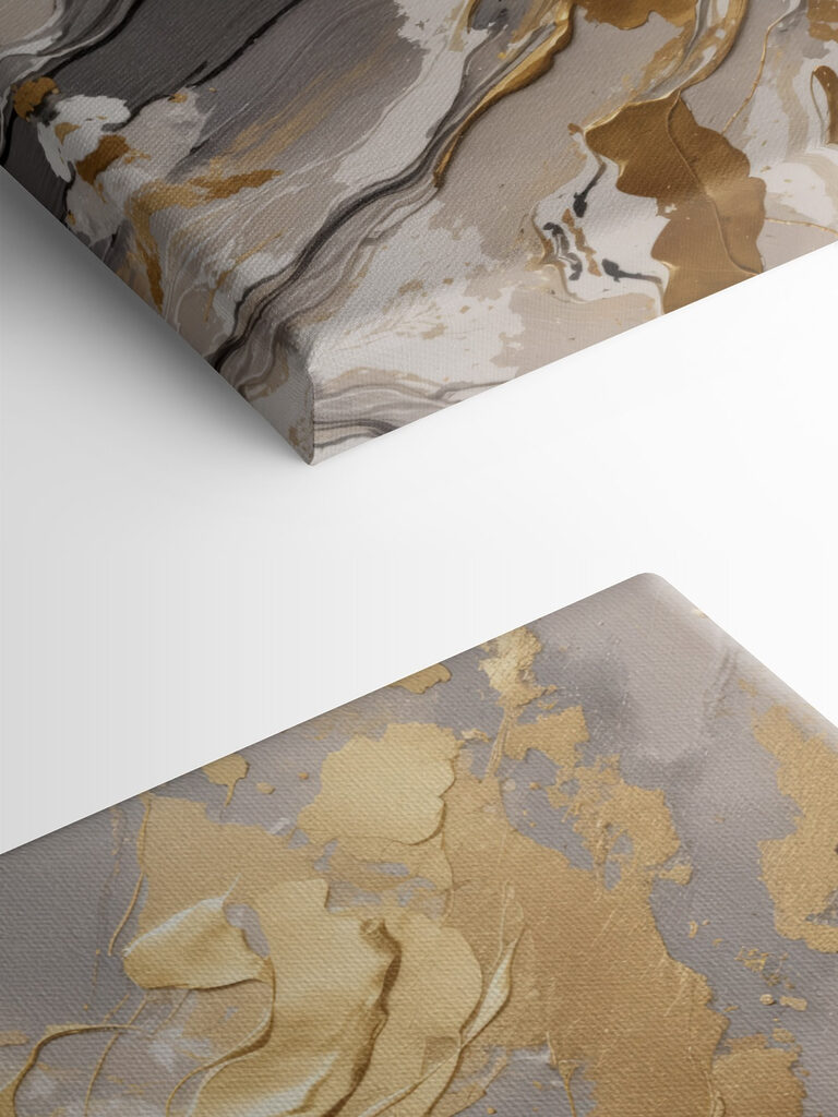 A close up of a painting