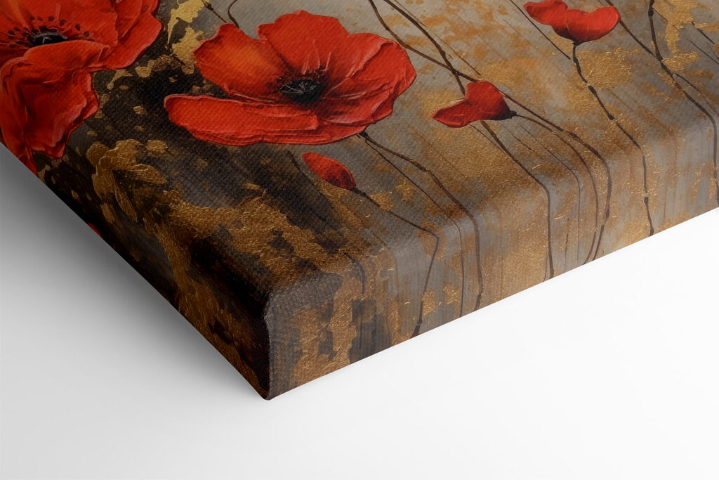 A painting of red flowers