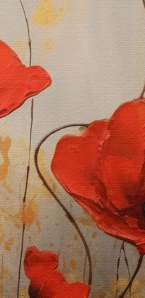 A painting of red flowers