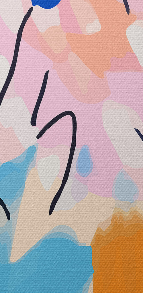A colorful painting of flowers and leaves A colorful painting of flowers and leaves