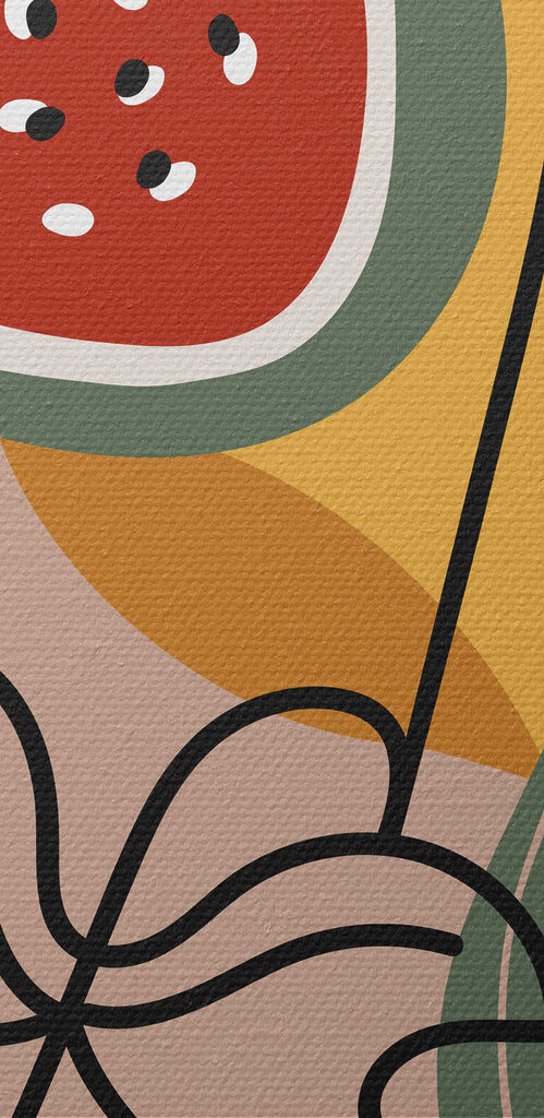 A fruit and leaves on a white background