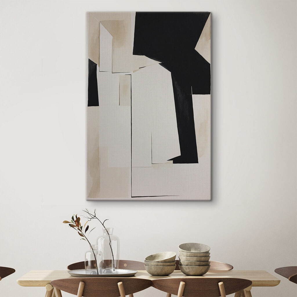 A black and white piece of art