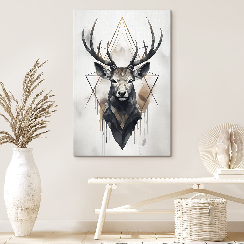 A painting of a deer with antlers A painting of a deer with antlers