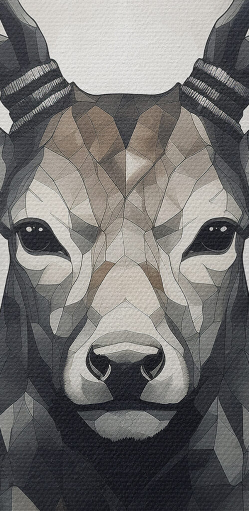 A painting of a deer with antlers A painting of a deer with antlers