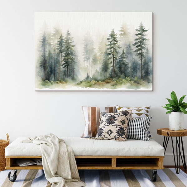 A watercolor of a forest A watercolor of a forest