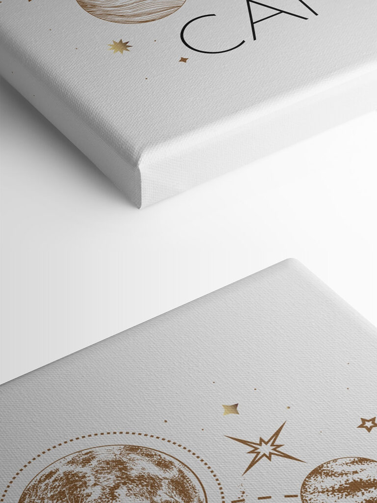 A cancer zodiac sign with planets and stars