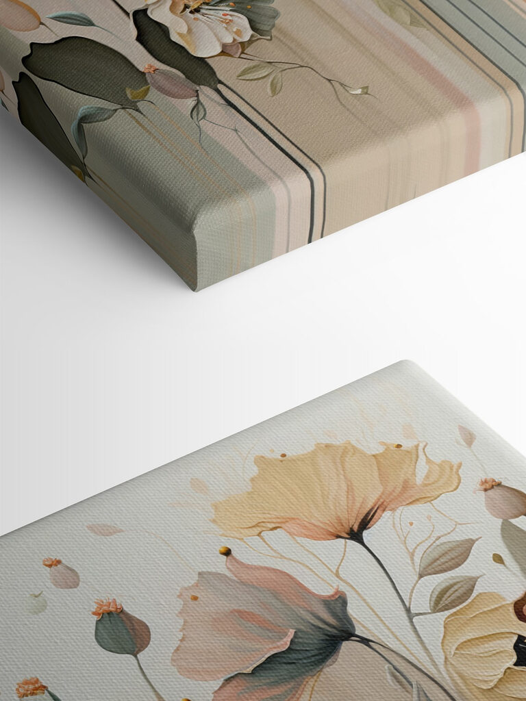 A painting of flowers on a wall A painting of flowers on a wall