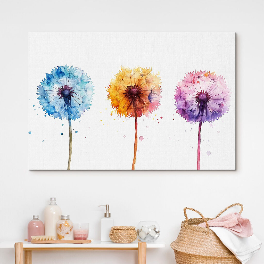 A group of colorful dandelions