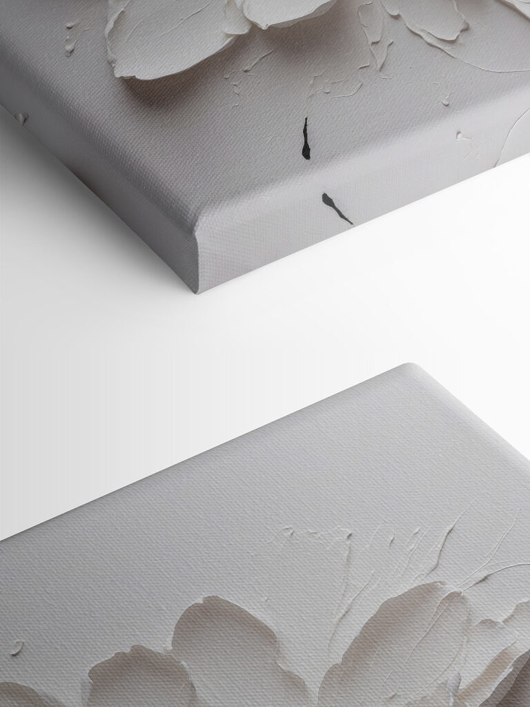 A white flower with black paint