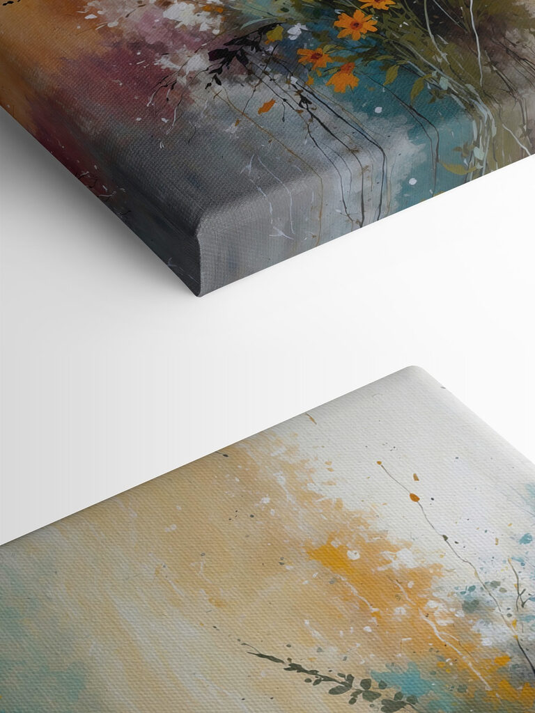 A painting of flowers and leaves A painting of flowers and leaves