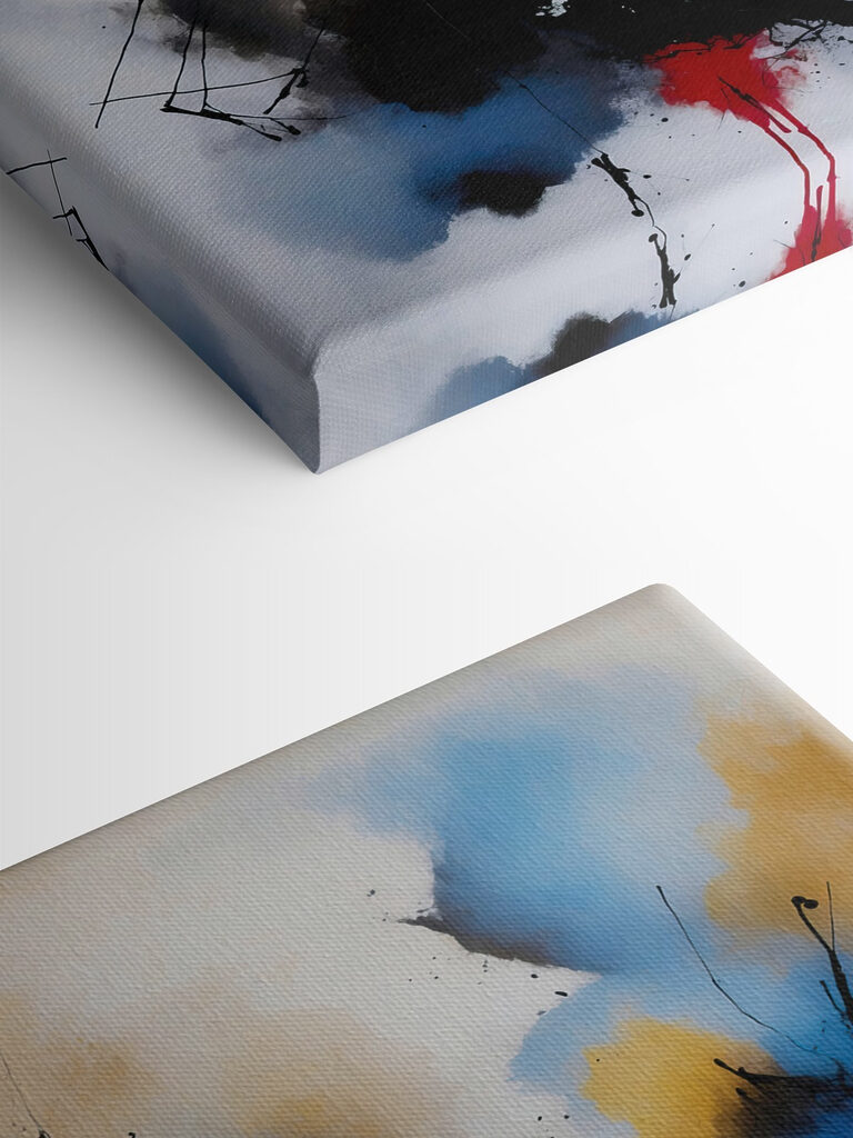 A painting of colorful paint splatters A painting of colorful paint splatters