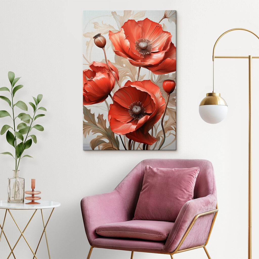 Vibrant red poppies in full bloom Vibrant red poppies in full bloom
