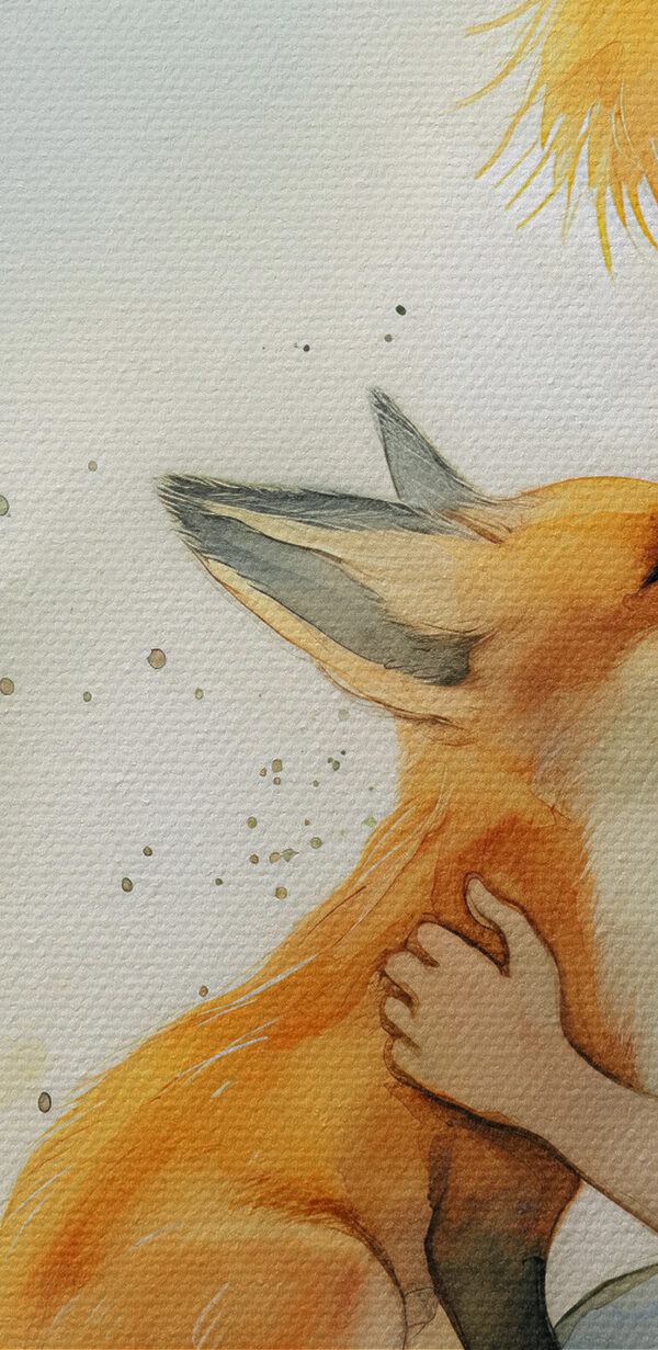 A child hugging a fox A child hugging a fox