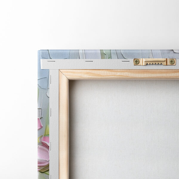A painting of flowers on a white surface A painting of flowers on a white surface