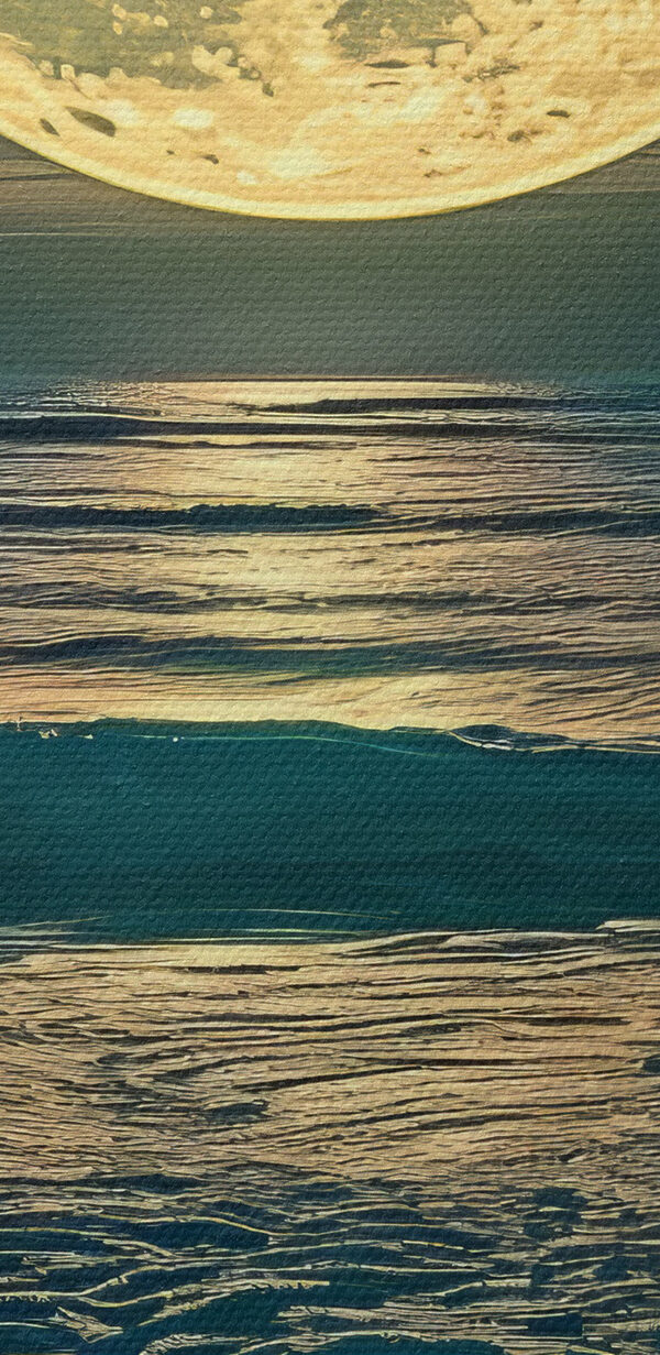 A moon over the ocean