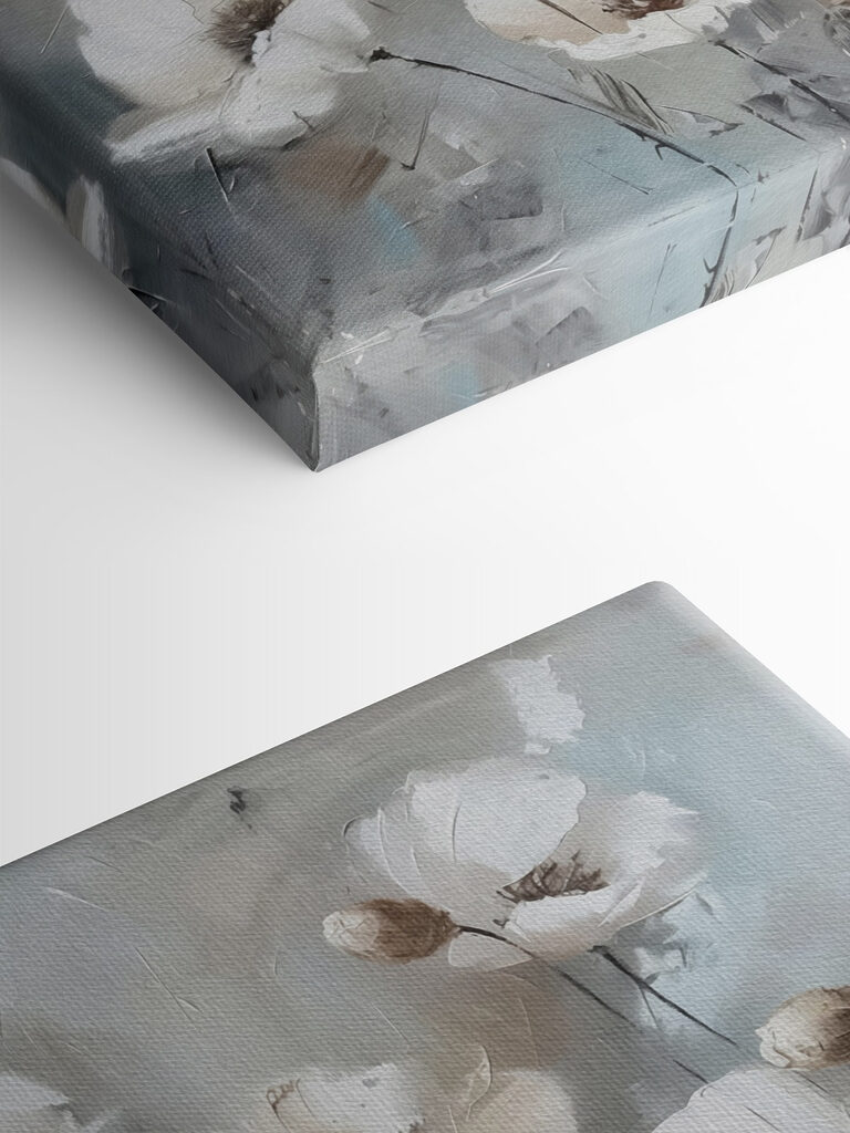 A painting of white flowers