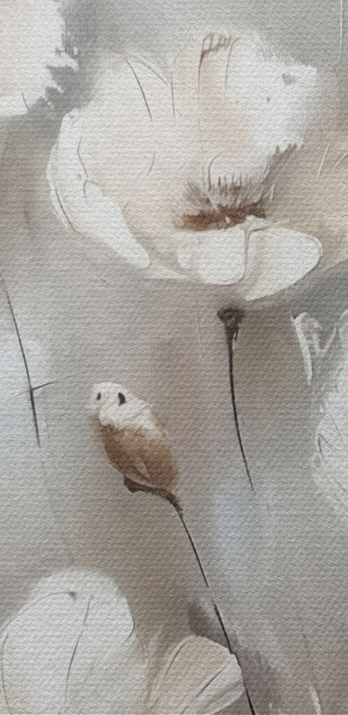 A painting of white flowers