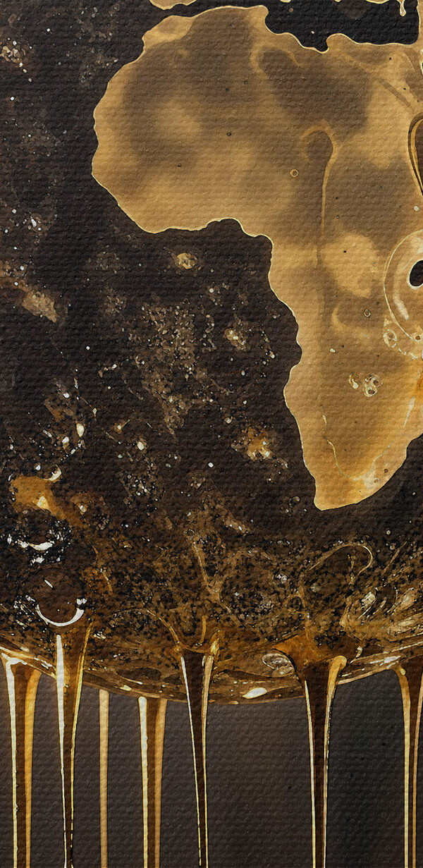 A globe with dripping liquid