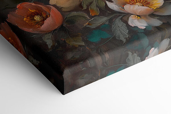 A painting of flowers on a blue background