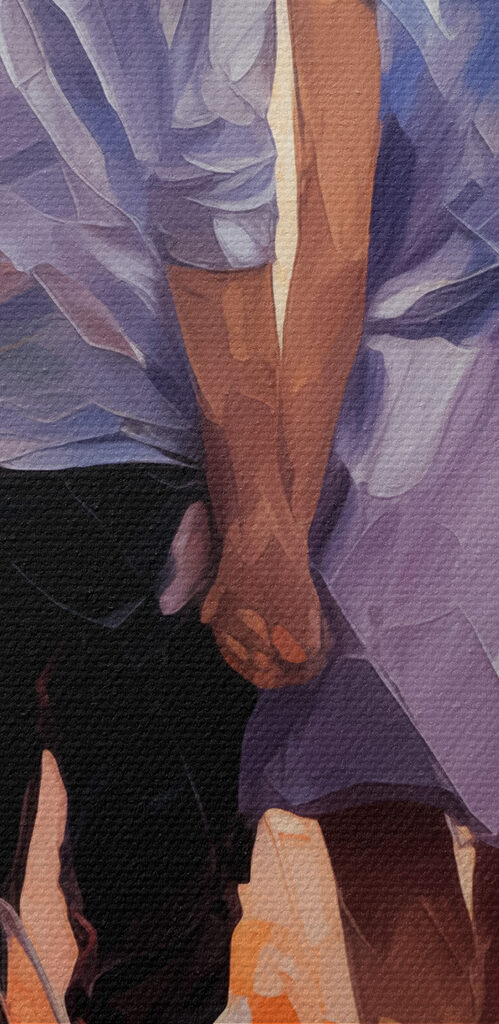 A man and woman holding hands