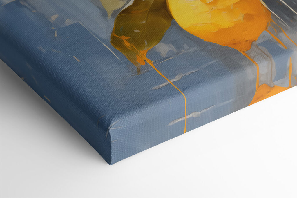 A painting of lemons on a branch