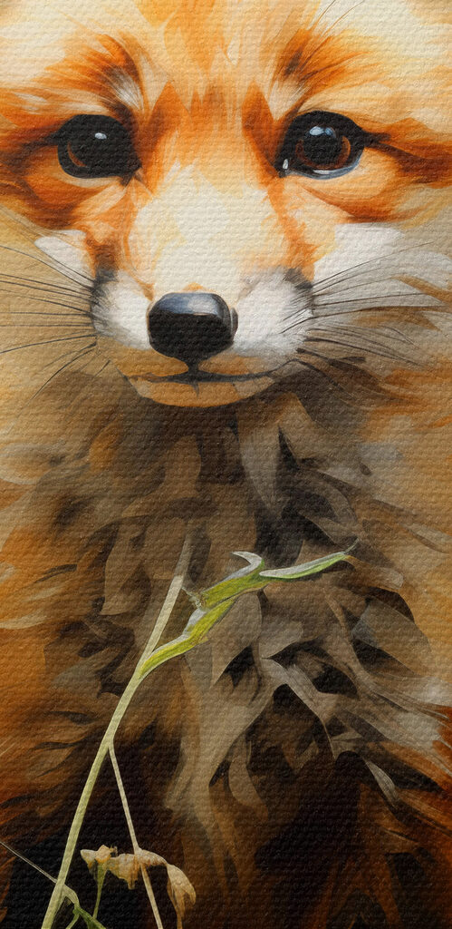 A fox sitting in grass