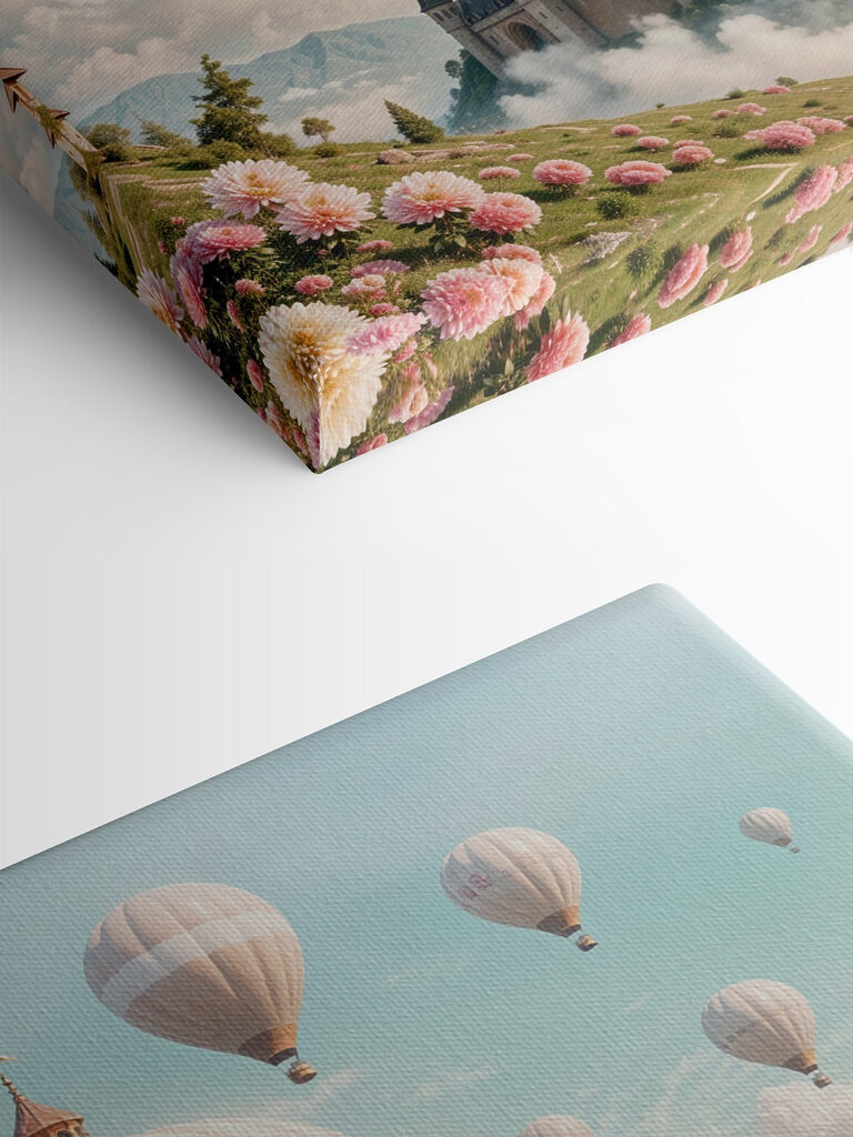 Castle with hot air balloons