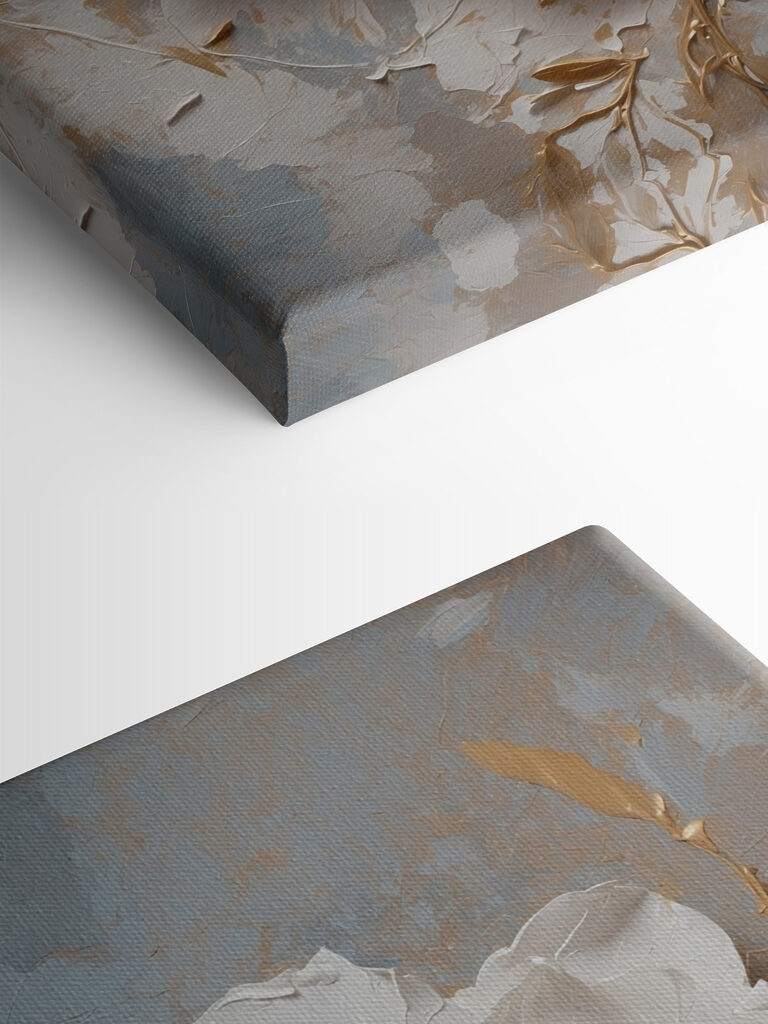 White flower with metallic leaves