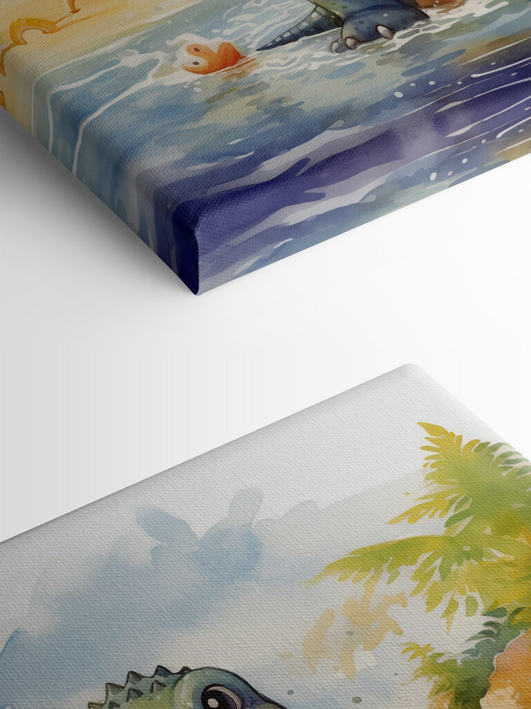 Cartoon of a dinosaur standing in water