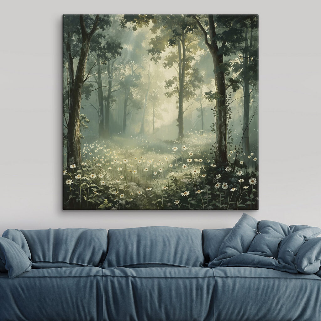 Forest with flowers and trees