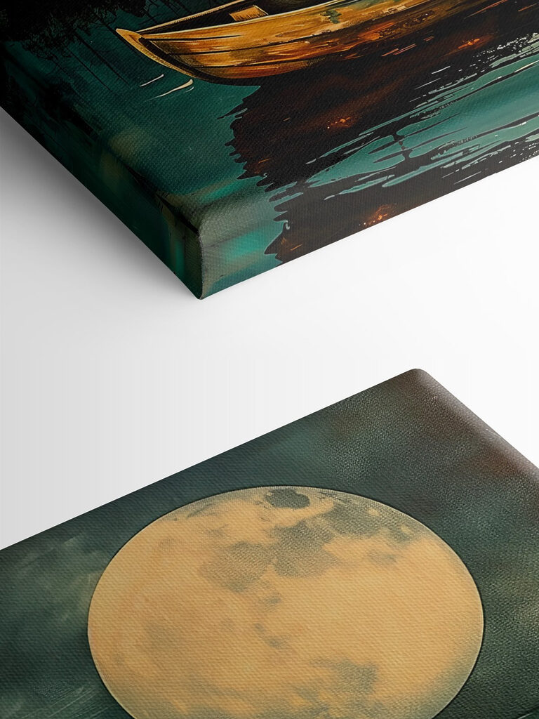 Boat in the water with a full moon in the background Boat in the water with a full moon in the background