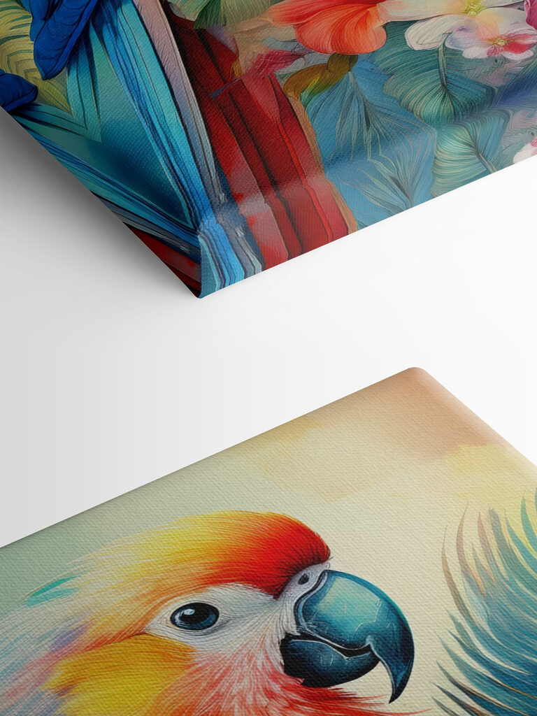 Colorful parrot on a floral background