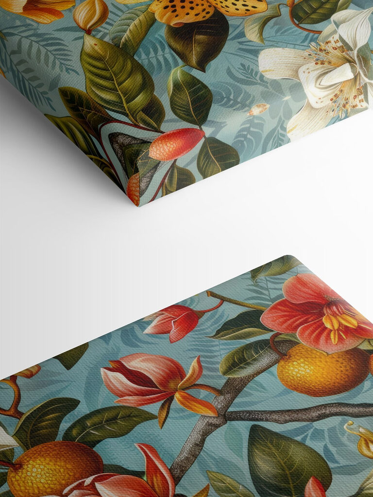 Floral pattern with oranges and flowers