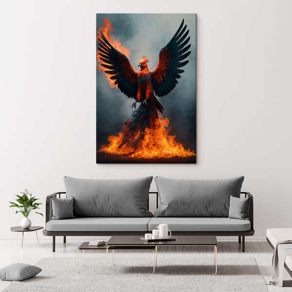 Bird with wings spread out