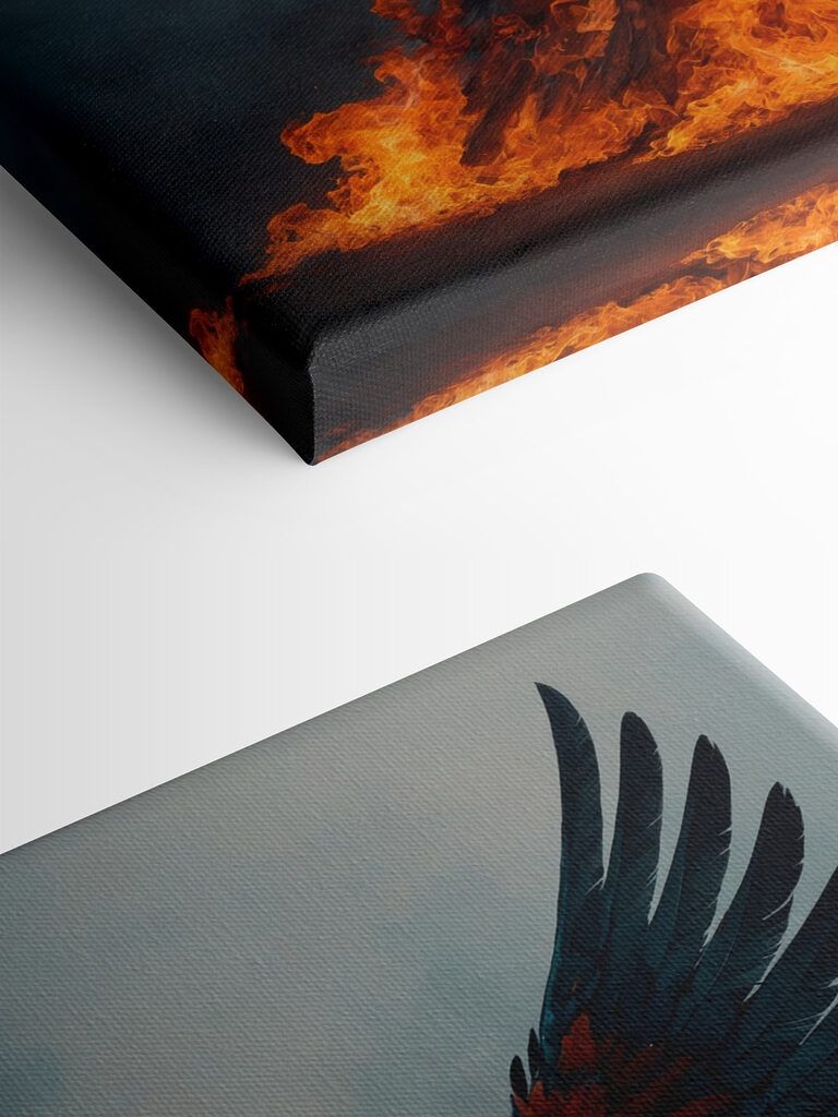 Bird with wings spread out