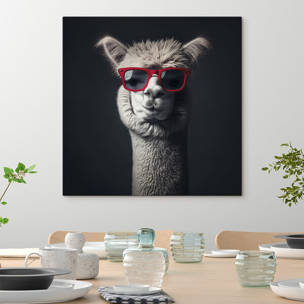 Lama w czerwonych okularach przeciwsłonecznych Lama w czerwonych okularach przeciwsłonecznych