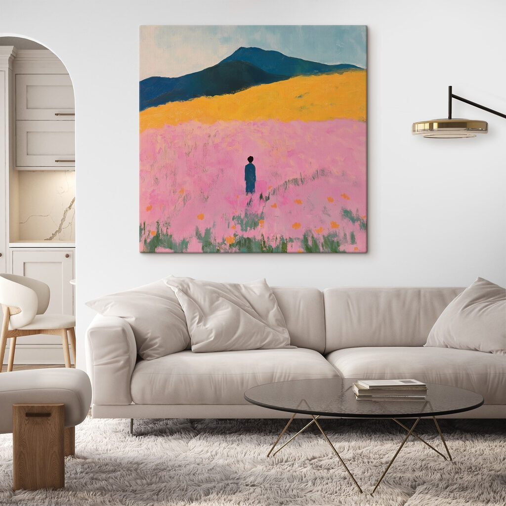 Person standing in a field of flowers