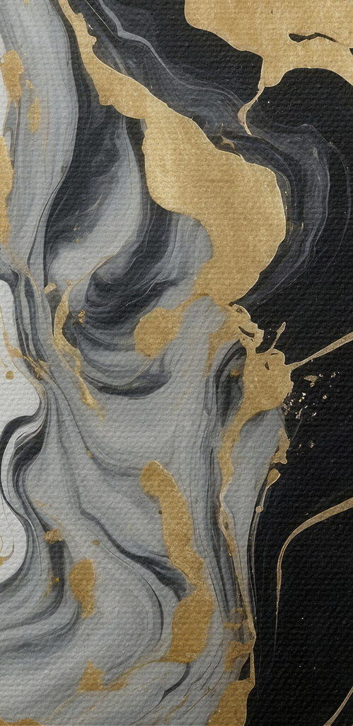 Flowing black and white patterns unite