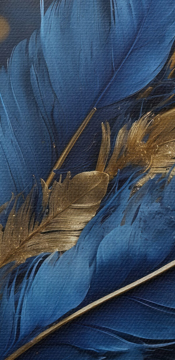 Vibrant feathers against a dark backdrop