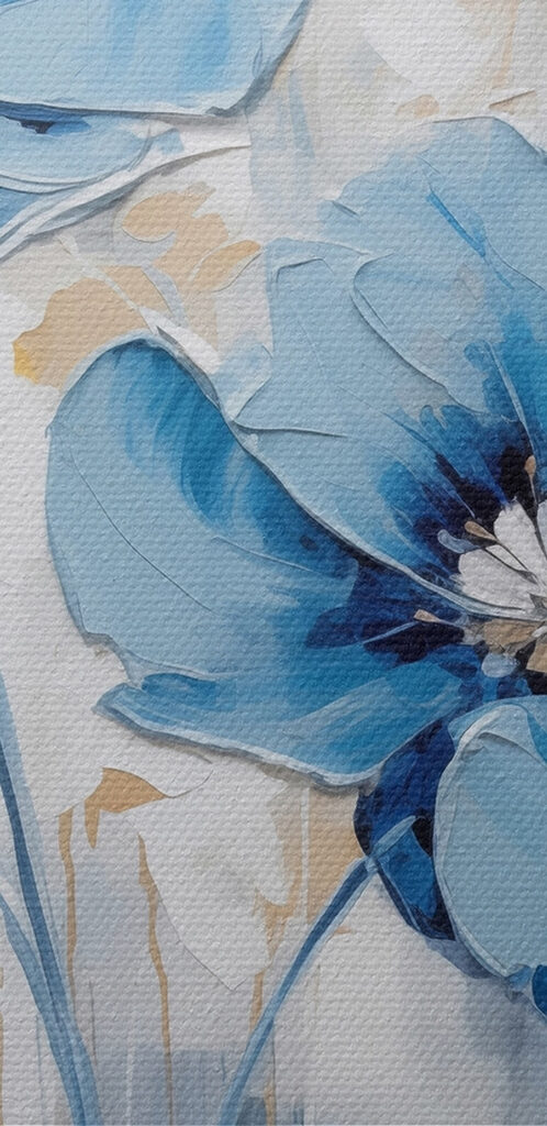 Painting of blue flowers