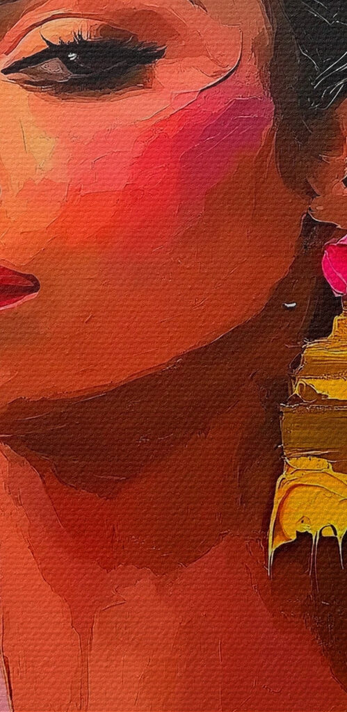 Painting of a woman with flowers in her hair Painting of a woman with flowers in her hair